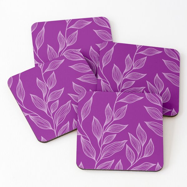 Item preview, Delicate Line Art Botanical Leaf Pattern - Light on Bright Purple designed and sold by Frohyou.