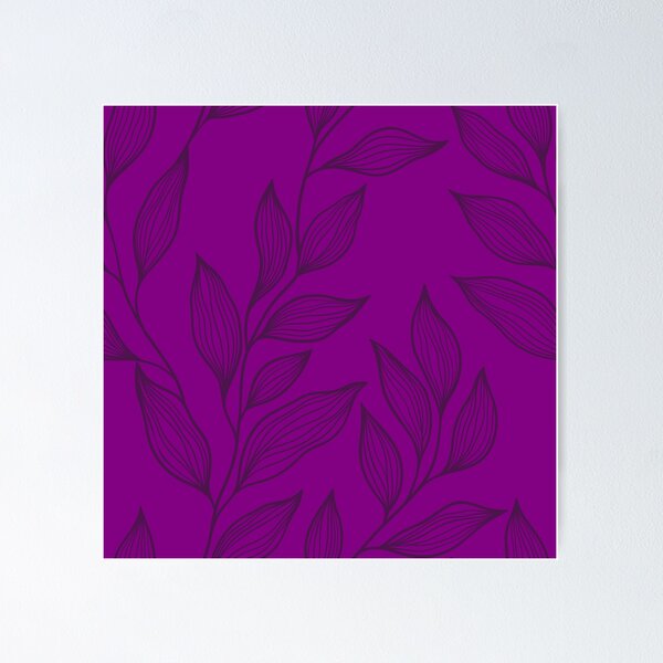 Item preview, Delicate Line Art Botanical Leaf Pattern - Dark on Bright Purple designed and sold by Frohyou.