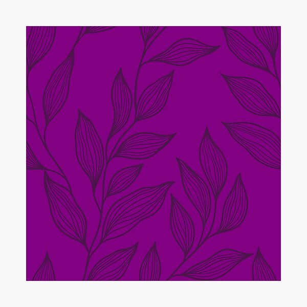 Item preview, Delicate Line Art Botanical Leaf Pattern - Dark on Bright Purple designed and sold by Frohyou.