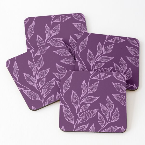 Item preview, Delicate Line Art Botanical Leaf Pattern - Light on Dark Purple designed and sold by Frohyou.