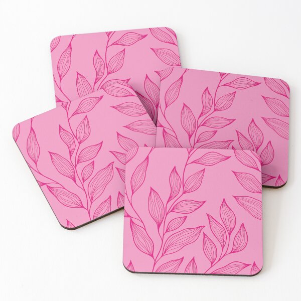 Item preview, Delicate Line Art Botanical Leaf Pattern - Bright on Light Pink designed and sold by Frohyou.