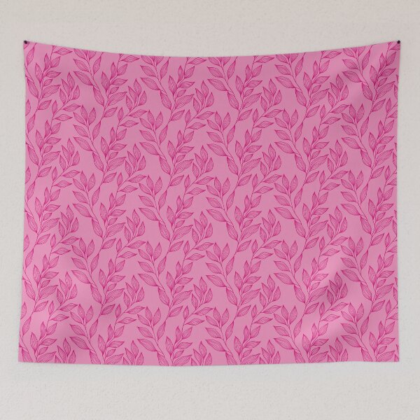 Item preview, Delicate Line Art Botanical Leaf Pattern - Bright on Light Pink designed and sold by Frohyou.