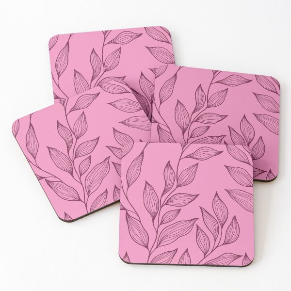 Item preview, Delicate Line Art Botanical Leaf Pattern - Dark on Light Pink designed and sold by Frohyou.