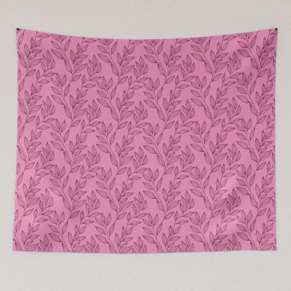 Item preview, Delicate Line Art Botanical Leaf Pattern - Dark on Light Pink designed and sold by Frohyou.