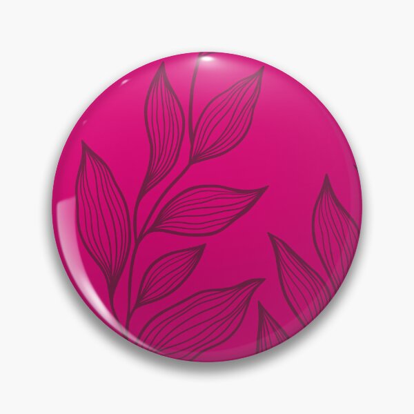 Item preview, Delicate Line Art Botanical Leaf Pattern - Dark on Bright Pink designed and sold by Frohyou.