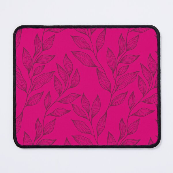 Item preview, Delicate Line Art Botanical Leaf Pattern - Dark on Bright Pink designed and sold by Frohyou.