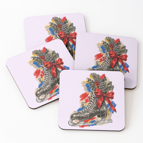 Item preview, Antique Skate Among Holly, Ink, and Christmas Cutouts designed and sold by TaruHonu.