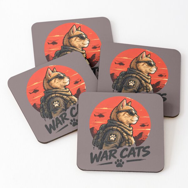 Item preview, War Cats - Cool Orange Tabby Cat Action Hero Sunglasses Retro Military Art designed and sold by Retro Whiskers.