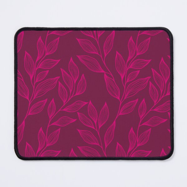 Item preview, Delicate Line Art Botanical Leaf Pattern - Bright on Dark Pink designed and sold by Frohyou.