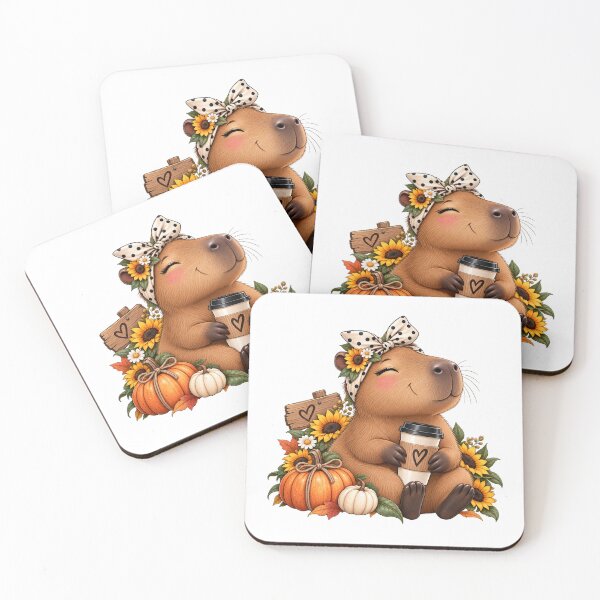 Item preview, Cozy Autumn Capybara Coffee Vibes designed and sold by Wild Ink Studio by Barbara.