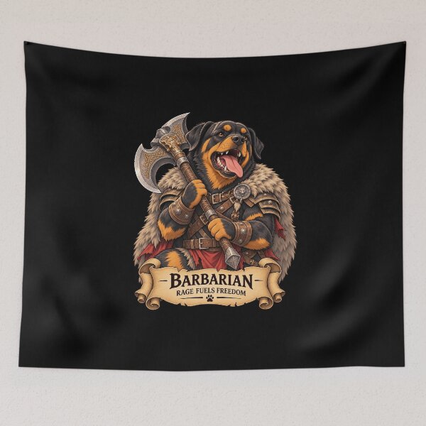 Item preview, Dog D&D Barbarian – Rottweiler Fantasy Warrior designed and sold by StudioSand.