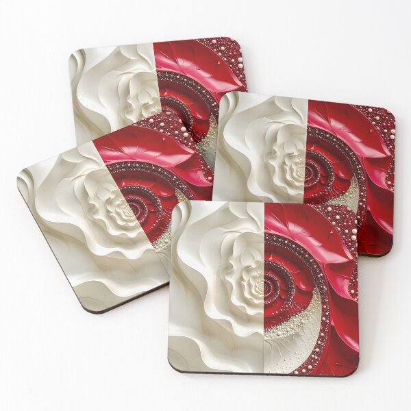 Item preview, Ruby Red and Ivory Porcelain Waves designed and sold by Vicky Brago-Mitchell®.