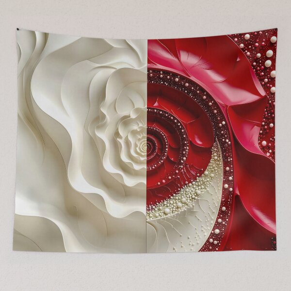 Item preview, Ruby Red and Ivory Porcelain Waves designed and sold by Vicky Brago-Mitchell®.