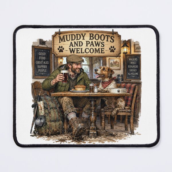 Item preview, Muddy hiker and dog in the pub designed and sold by Talpha.