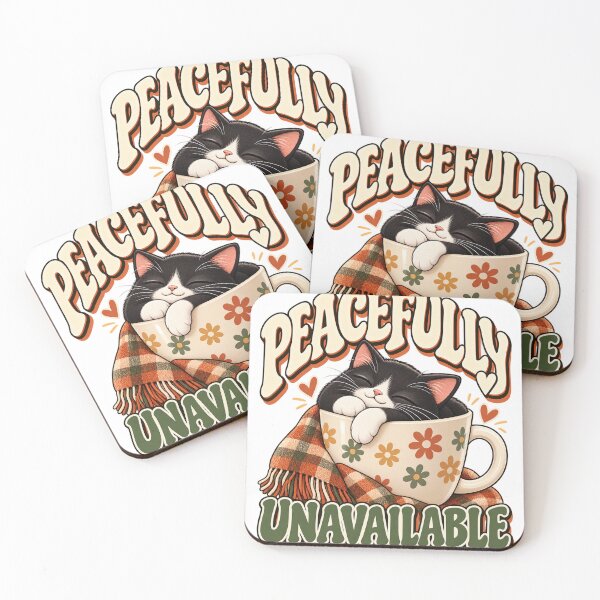 Item preview, Peacefully Unavailable – Cute Cozy Cat Introvert Humor designed and sold by FaithArt777.