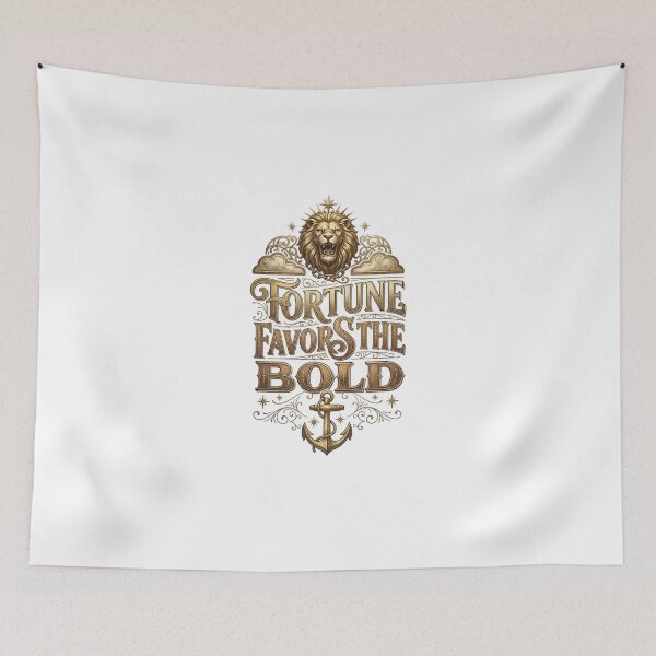Item preview, Fortune Favors The Bold Golden Lion Quote Typography designed and sold by NikmaArt.