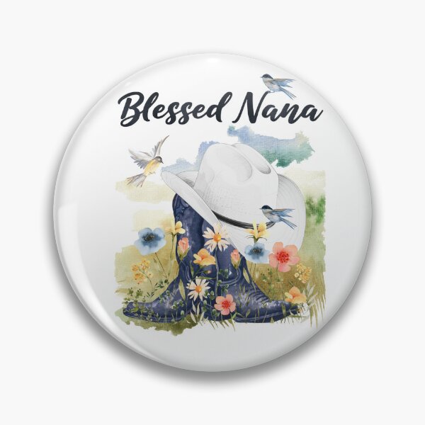 Item preview, Blessed Nana with Cowboy Boots, Wildflowers, Birds & Meadow Background designed and sold by JeweledDesigns.