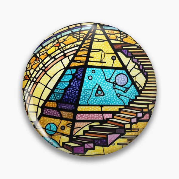 Item preview, surreal pyramid stained glass labyrinth colorful geometric abstract design designed and sold by SmashingDeals.