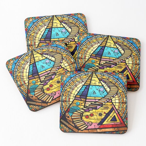 Item preview, surreal pyramid stained glass labyrinth colorful geometric abstract design designed and sold by SmashingDeals.