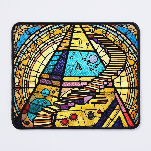 Item preview, surreal pyramid stained glass labyrinth colorful geometric abstract design designed and sold by SmashingDeals.