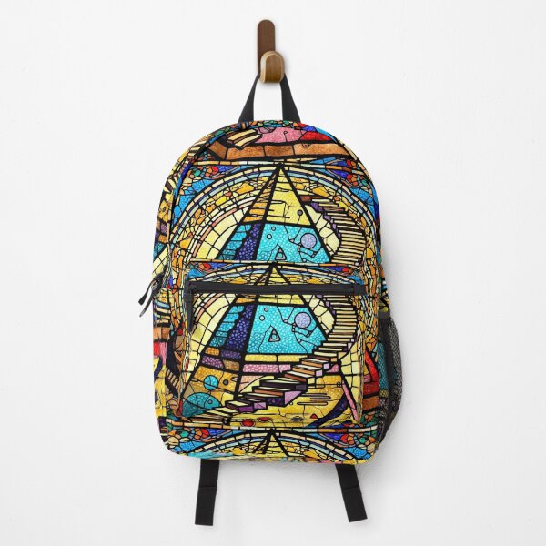 Item preview, surreal pyramid stained glass labyrinth colorful geometric abstract design designed and sold by SmashingDeals.