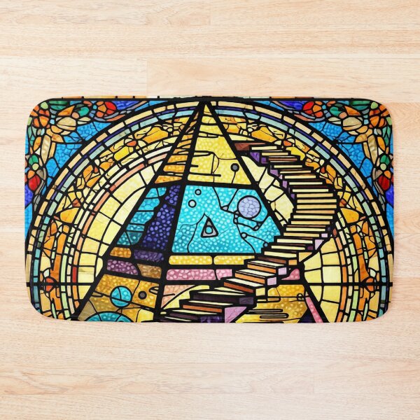 Item preview, surreal pyramid stained glass labyrinth colorful geometric abstract design designed and sold by SmashingDeals.