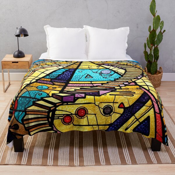 Item preview, surreal pyramid stained glass labyrinth colorful geometric abstract design designed and sold by SmashingDeals.