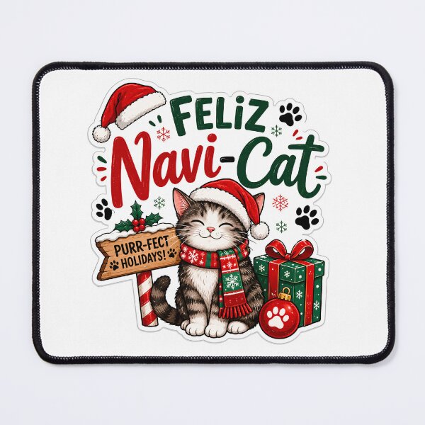 Item preview, Feliz Navi-Cat – Funny Christmas Cat Holiday Pun designed and sold by SVALANART.