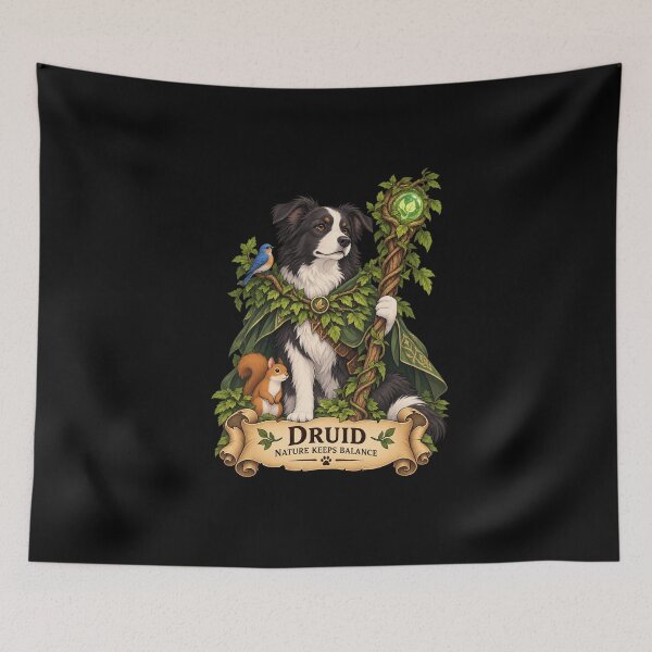 Item preview, Dog D&D Druid – Border Collie Nature Mage designed and sold by StudioSand.