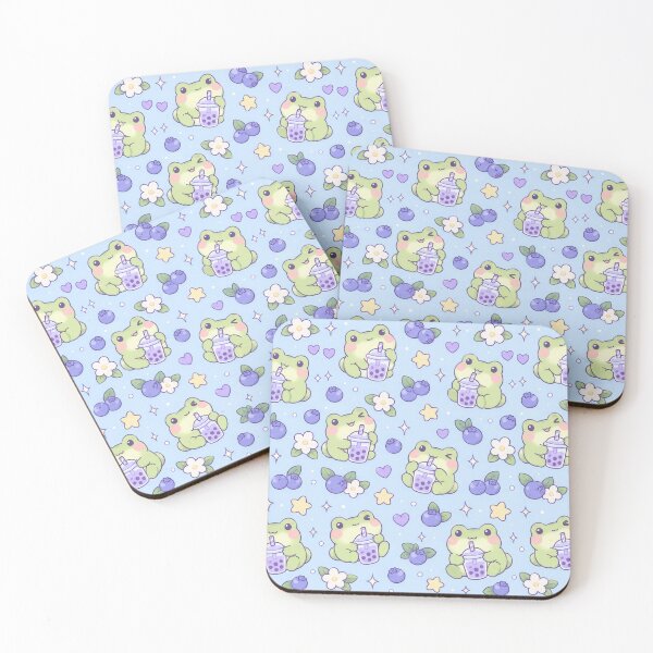 Item preview, Kawaii Frog Blueberry Milk Pattern designed and sold by Soft Berry Studio.