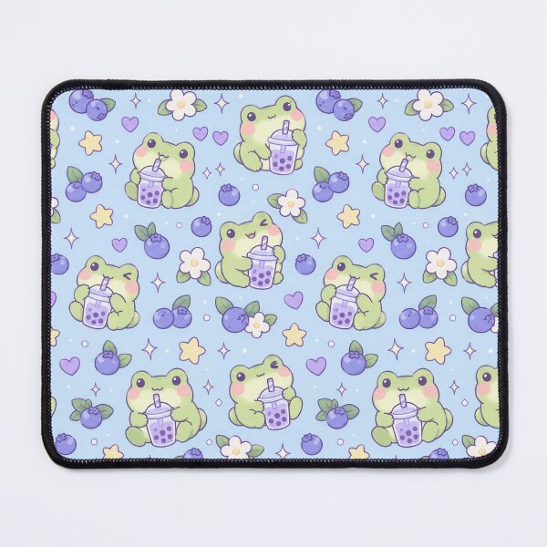 Item preview, Kawaii Frog Blueberry Milk Pattern designed and sold by Soft Berry Studio.