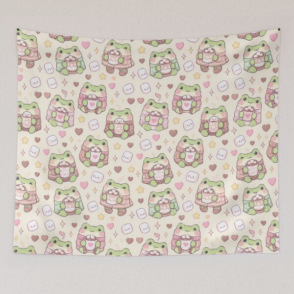 Item preview, Kawaii Frog Cozy Cocoa Pattern designed and sold by Soft Berry Studio.