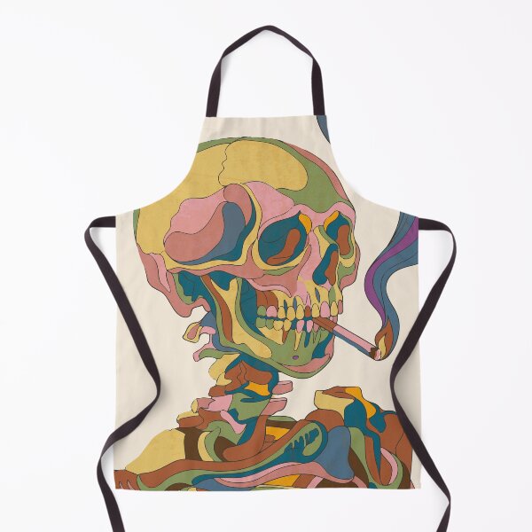 Item preview, Vintage skull smoking with groovy art - Light Colors Edition designed and sold by Shyla Marsare.