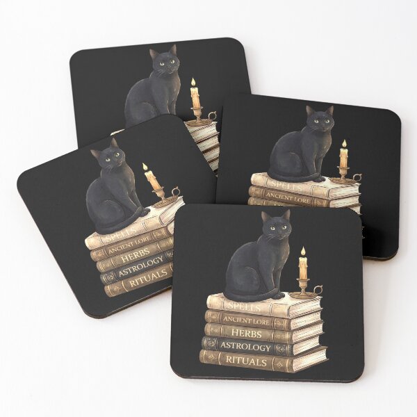Item preview, Black Cat on Antique Spell Books Art    designed and sold by urmoments.