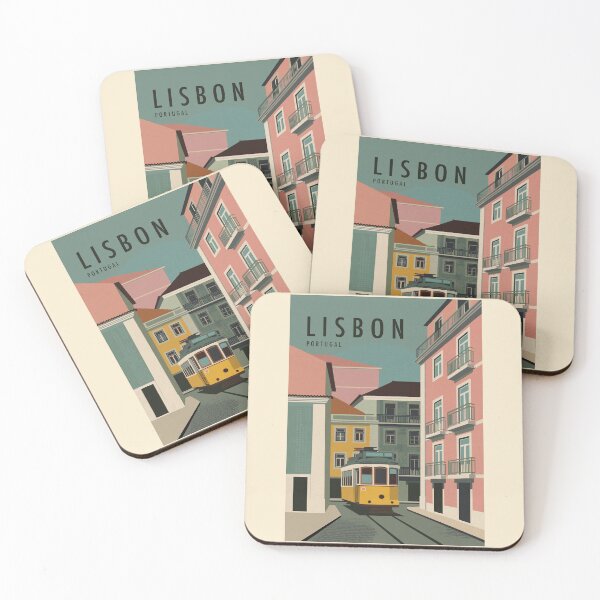 Item preview, Vintage Lisbon Tram Travel Poster designed and sold by DMarquiseArt.