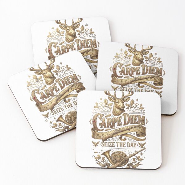 Item preview, Carpe Diem Seize The Day Golden Deer Quote Typography designed and sold by NikmaArt.