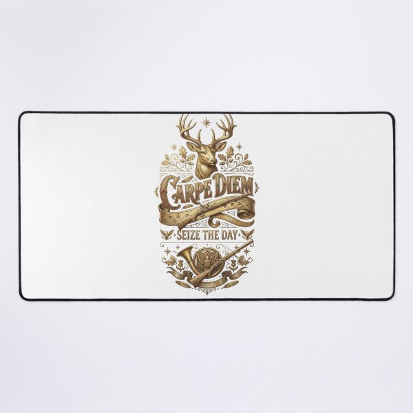 Item preview, Carpe Diem Seize The Day Golden Deer Quote Typography designed and sold by NikmaArt.