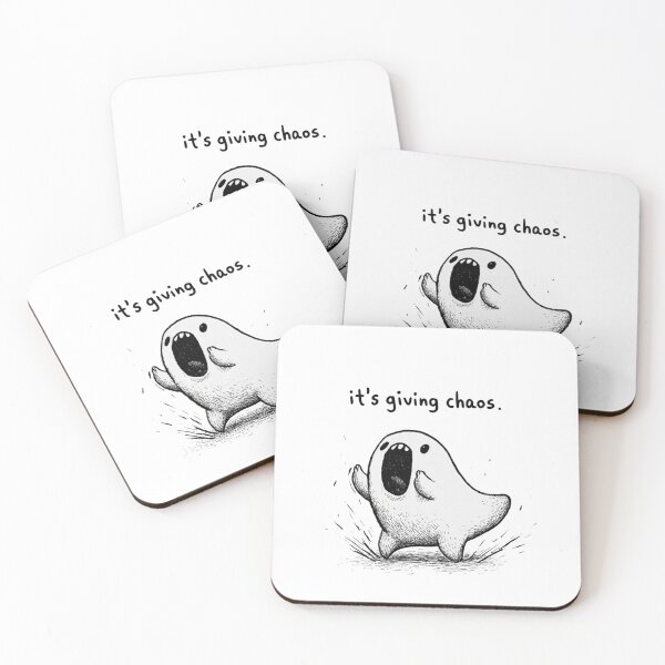 Item preview, It's Giving Chaos Funny Meme Cute Ghost designed and sold by NicolasGlowArt.