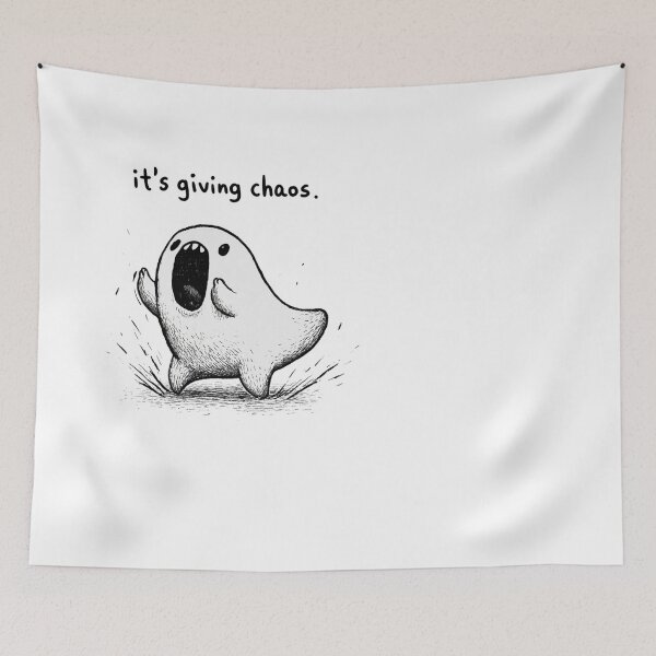 Item preview, It's Giving Chaos Funny Meme Cute Ghost designed and sold by NicolasGlowArt.