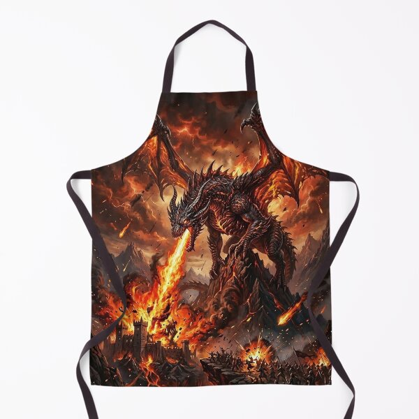Artikelvorschau, Fire Dragon Burning Medieval Castle - Fantasy Art entworfen und verkauft von Lucid Dream Pixel.