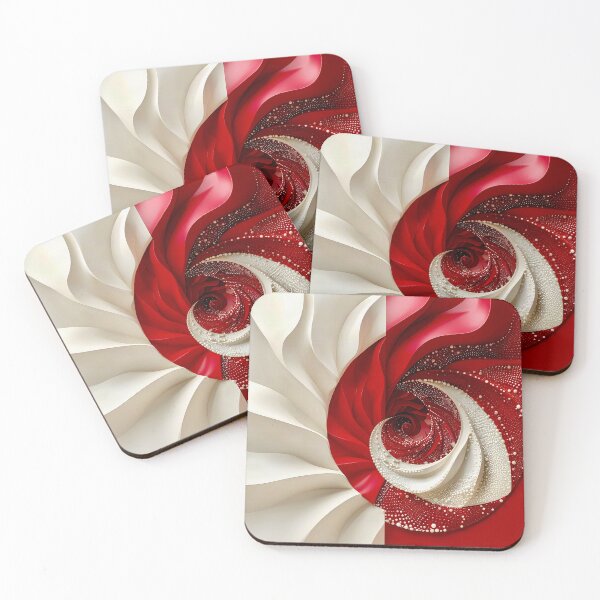 Item preview, Ruby Red and Ivory Porcelain Waves designed and sold by Vicky Brago-Mitchell®.
