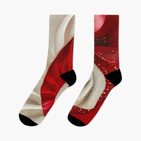 Item preview, Ruby Red and Ivory Porcelain Waves designed and sold by Vicky Brago-Mitchell®.