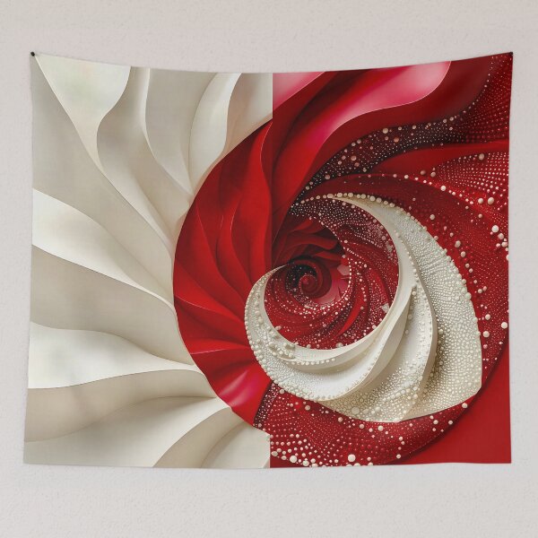 Item preview, Ruby Red and Ivory Porcelain Waves designed and sold by Vicky Brago-Mitchell®.