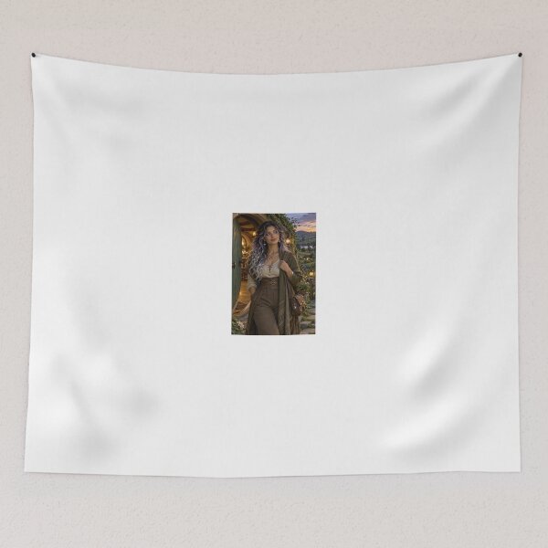 Item preview, Hobbit woman in green tunic by evening lamp designed and sold by CathryneDelamort.