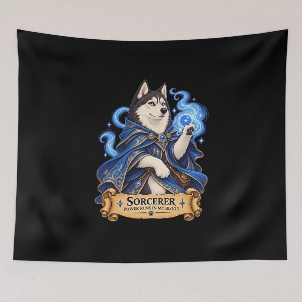 Item preview, Dog D&D Sorcerer – Siberian Husky Magic Caster designed and sold by StudioSand.
