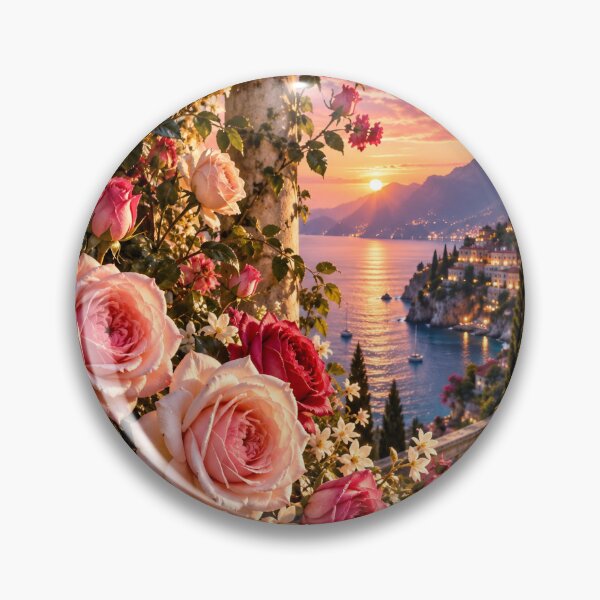 Item preview, Romantic Rose Garden at Sunset – Italian Lake Wedding Romance  Tags: designed and sold by IRON SIREN.