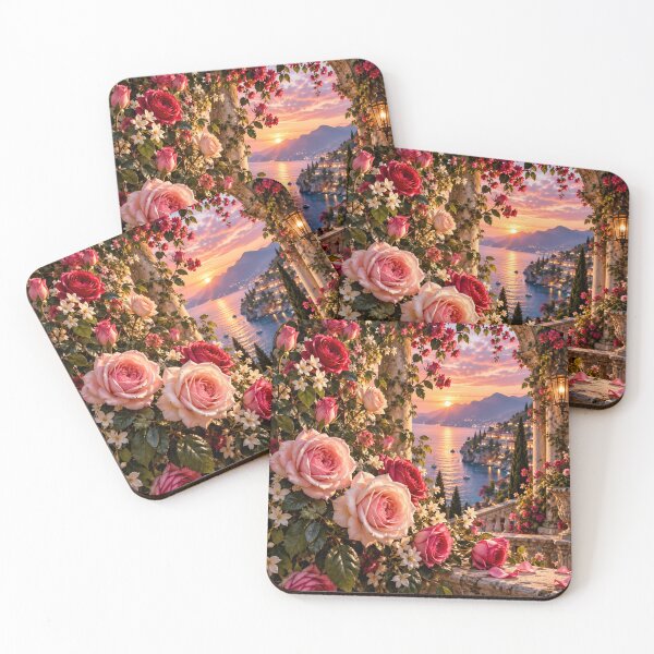 Item preview, Romantic Rose Garden at Sunset – Italian Lake Wedding Romance  Tags: designed and sold by IRON SIREN.