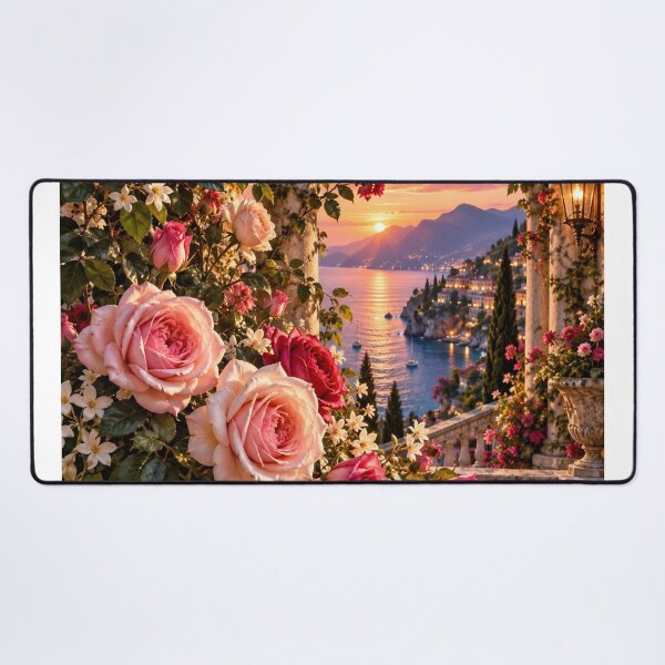 Item preview, Romantic Rose Garden at Sunset – Italian Lake Wedding Romance Tags: designed and sold by IRON SIREN.