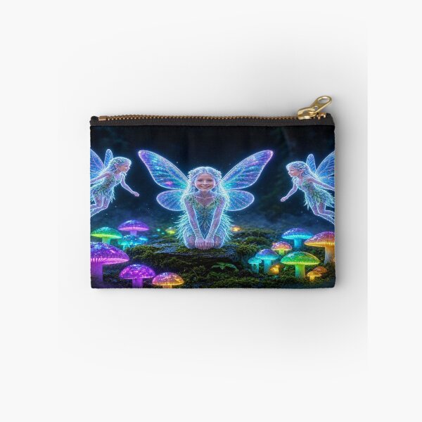Item preview, Neon Glowing Forest Fairies - Magic Mushroom Heart & Pattern designed and sold by Breezes-of-Ida.