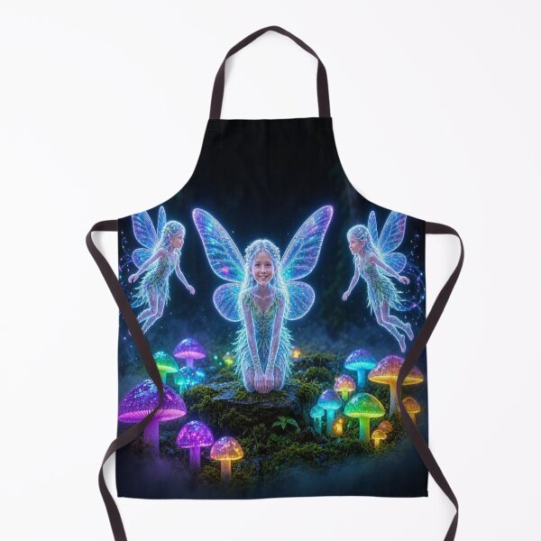 Item preview, Neon Glowing Forest Fairies - Magic Mushroom Heart & Pattern designed and sold by Breezes-of-Ida.